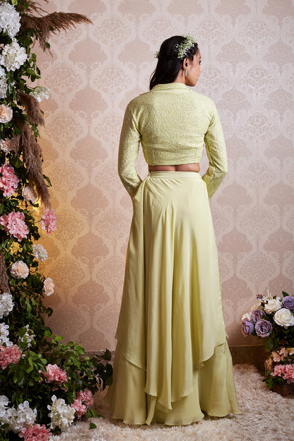 Alaia - Lime Green Blazer Lehenga Set