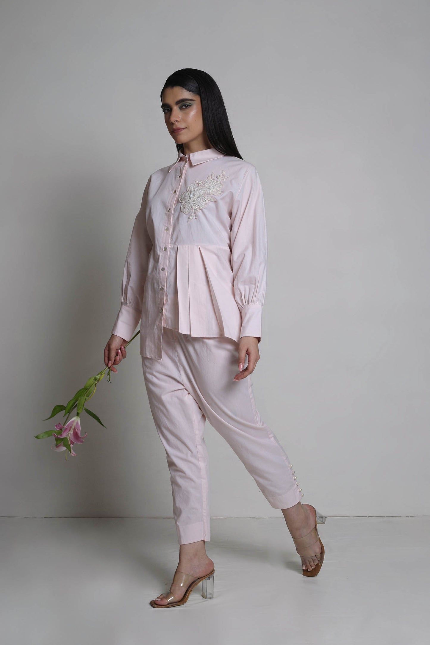 Esme - Peach Shirt With Handwork