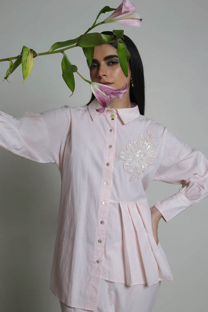 Esme - Peach Shirt With Handwork